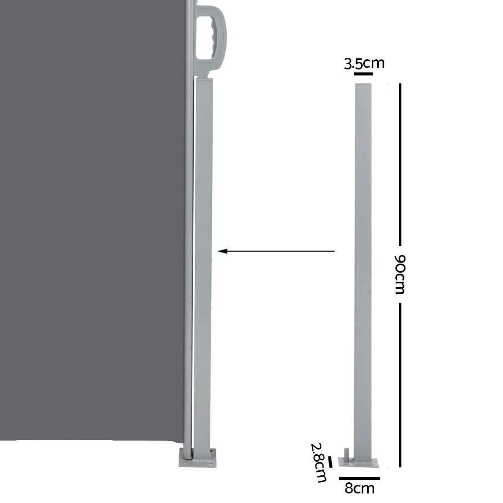 Instahut 1.8X6M Retractable Side Awning in grey, showcasing its robust steel frame and UV-resistant polyester fabric, ideal for outdoor use.